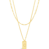 Initial Tag Layered Chain Necklace