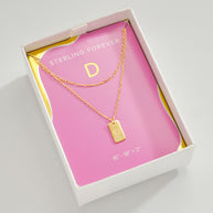Initial Tag Layered Chain Necklace