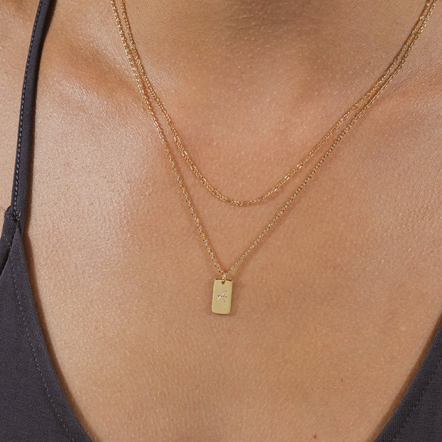 Initial Tag Layered Chain Necklace