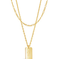 Initial Tag Layered Chain Necklace
