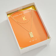 Initial Tag Layered Chain Necklace