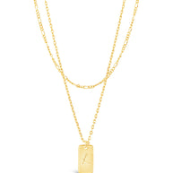Initial Tag Layered Chain Necklace