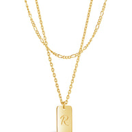 Initial Tag Layered Chain Necklace