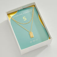Initial Tag Layered Chain Necklace