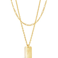 Initial Tag Layered Chain Necklace