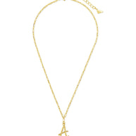 Textured Initial Charm Pendant Necklace