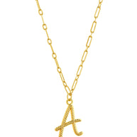 Textured Initial Charm Pendant Necklace