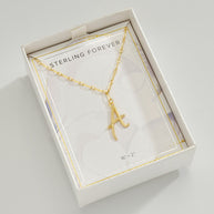 Textured Initial Charm Pendant Necklace