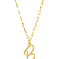 Textured Initial Charm Pendant Necklace