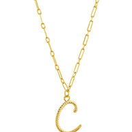 Textured Initial Charm Pendant Necklace