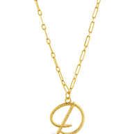Textured Initial Charm Pendant Necklace