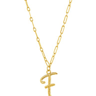 Textured Initial Charm Pendant Necklace