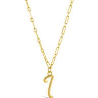 Textured Initial Charm Pendant Necklace