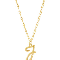 Textured Initial Charm Pendant Necklace