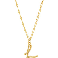 Textured Initial Charm Pendant Necklace