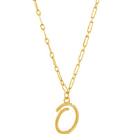 Textured Initial Charm Pendant Necklace