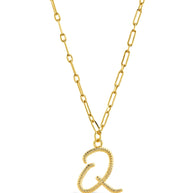 Textured Initial Charm Pendant Necklace