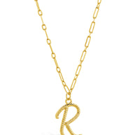 Textured Initial Charm Pendant Necklace