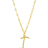 Textured Initial Charm Pendant Necklace