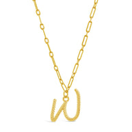 Textured Initial Charm Pendant Necklace