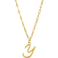 Textured Initial Charm Pendant Necklace