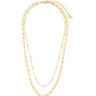 Leah Beaded & Paperclip Layered Chain Necklace
