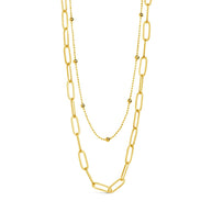 Leah Beaded & Paperclip Layered Chain Necklace