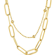 Leah Beaded & Paperclip Layered Chain Necklace