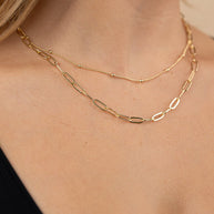 Leah Beaded & Paperclip Layered Chain Necklace