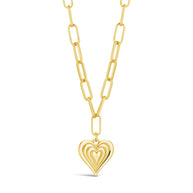 Paperclip Beating Heart Pendant Necklace