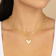 Paperclip Beating Heart Pendant Necklace