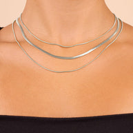 Everly Layered Herringbone Chain Necklace