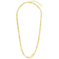 Emery Paperclip & Curb Chain Layered Necklace