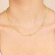 Emery Paperclip & Curb Chain Layered Necklace