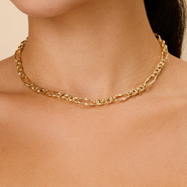 Tegan Textured Long Link Necklace