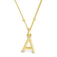 Sterling Silver Initial Necklace with Beaded Chain