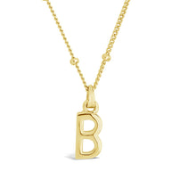 Sterling Silver Initial Necklace with Beaded Chain