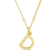 Sterling Silver Initial Necklace with Beaded Chain