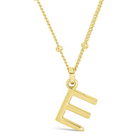 Sterling Silver Initial Necklace with Beaded Chain