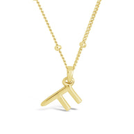 Sterling Silver Initial Necklace with Beaded Chain