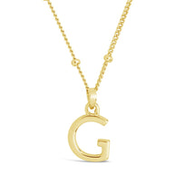 Sterling Silver Initial Necklace with Beaded Chain