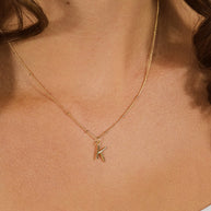 Sterling Silver Initial Necklace with Beaded Chain
