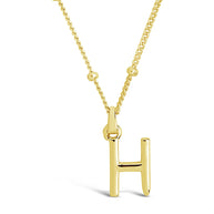 Sterling Silver Initial Necklace with Beaded Chain