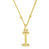 Sterling Silver Initial Necklace with Beaded Chain