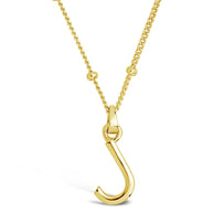 Sterling Silver Initial Necklace with Beaded Chain