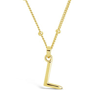 Sterling Silver Initial Necklace with Beaded Chain