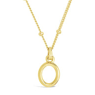 Sterling Silver Initial Necklace with Beaded Chain