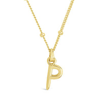 Sterling Silver Initial Necklace with Beaded Chain