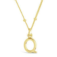 Sterling Silver Initial Necklace with Beaded Chain