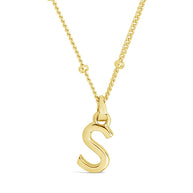 Sterling Silver Initial Necklace with Beaded Chain
